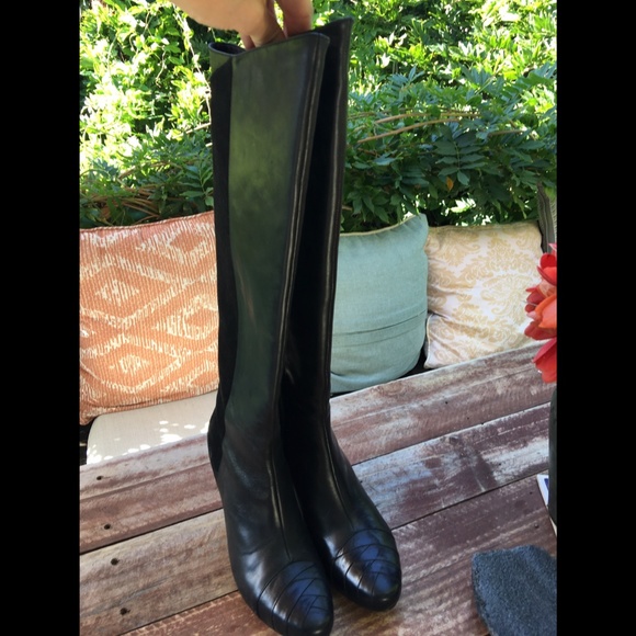Diesel Knee High Tall Sleek Black Leather & Suede Zip Side Women Boots Sz 39 - Picture 10 of 14